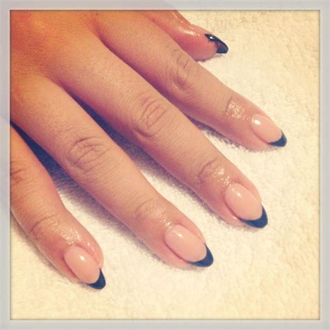 Black French manicure | French tip nails, French nails, Black almond nails