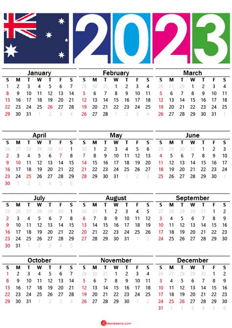 2023 Calendar Australia Calendar Australia Calendar Print Calendar