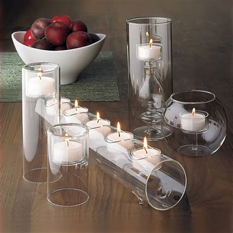 5pcs Set Modern Glass Candle Holder Crystal Candlesticks For Wedding Dinner Decoration Feng Shui