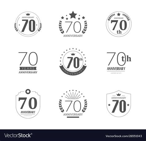 70 Years Anniversary Logo Set 70th Anniversary Vector Image