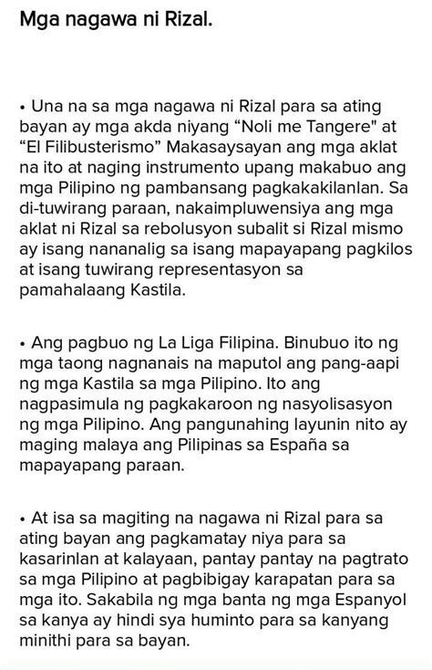 Ano Ang Magagandang Bagay Ang Nagawa Ni Jose Rizal Sa Bayanpls Help Me
