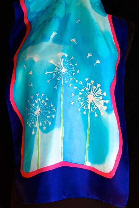 Bright And Vibrant Silk Scarf With Dandelions By Fantasticpheasant