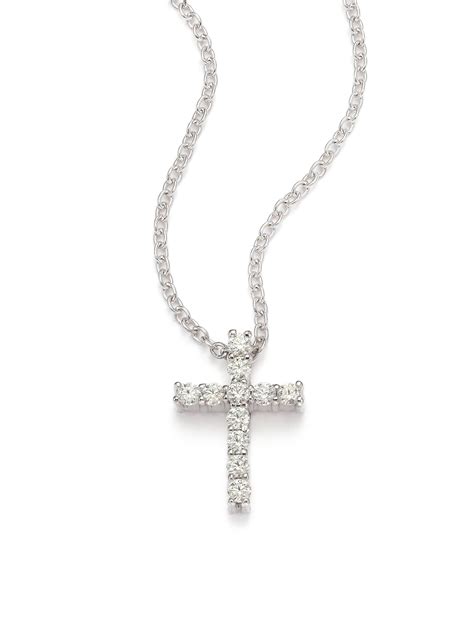 Hearts On Fire Whimsical Diamond And 18k White Gold Cross Pendant Necklace In White Lyst