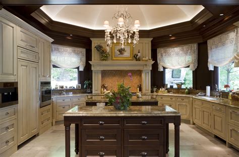 Traditional Kitchen Beautiful Large Kitchen With Two Islands And