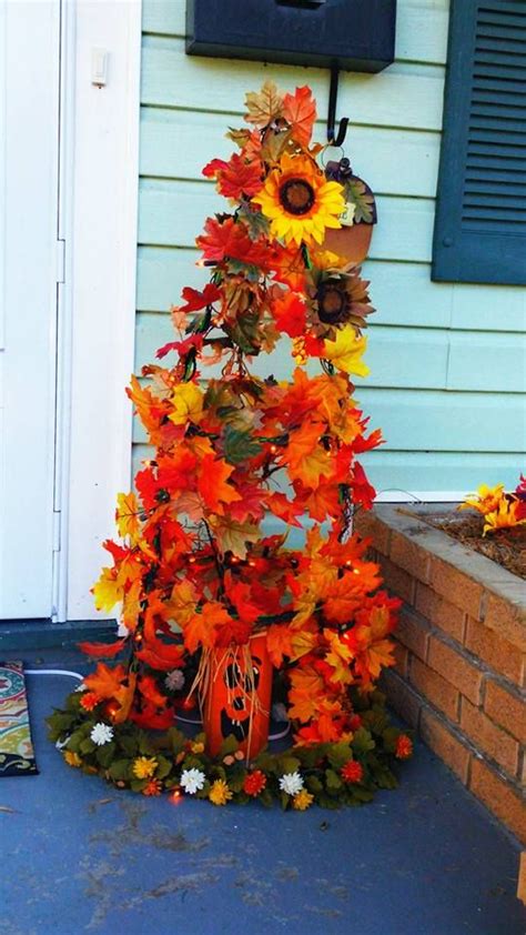 Fall Tree I Made From A Tomato Cage Just Add Lights And Leaves Tomato