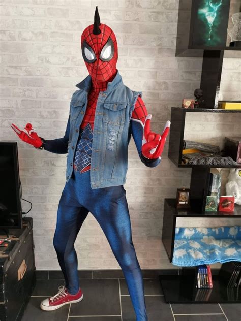 spider punk hobart brown hobie brown cosplay costume spider man zentai spiderman superhero