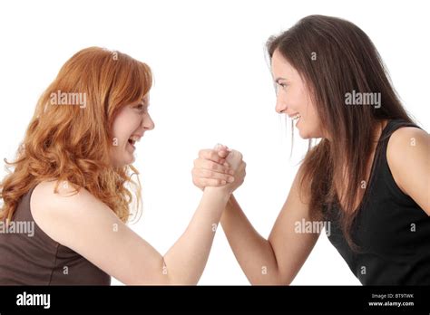 Two Womans Hands Fight Isolated On White Background Stock Photo Alamy