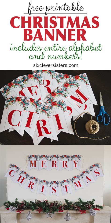 Printable Merry Christmas Banner Six Clever Sisters