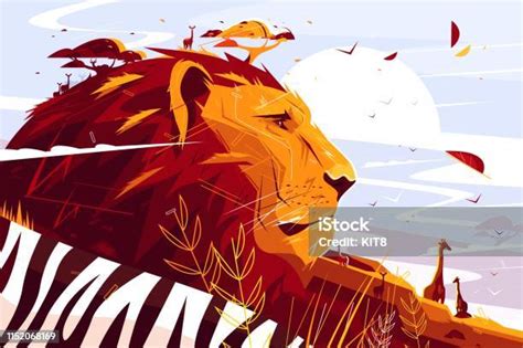 Majestic Lion On Safari Stock Illustration Download Image Now Lion