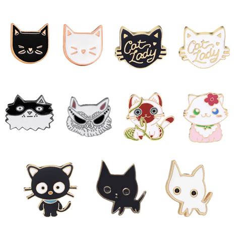 Fashion Cartoon Cat Pins Brooches Cats Couple Enamel Pin Badges Hat