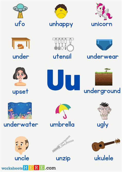 Letter U Vocabulary With Pictures Alphabet U Words Pdf Worksheet For