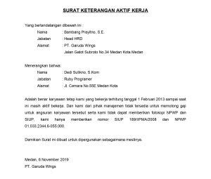 Format kedua ini bisa kamu download dalam format ms word (doc) via google drive di link berikut ini >> download surat keterangan kerja 2. Contoh Surat Keterangan Karyawan Untuk Segala Keperluan ...