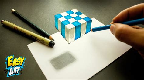 3d Trick Art 🔴 Como Dibujar Un Cubo 3d Flotante Paso A Paso How To
