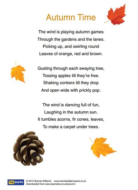 Autumn Time Poem Kids Poems Harvest Poems Preschool Poems