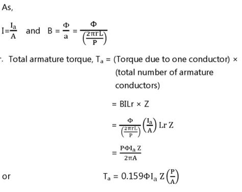 Torque Equation Of Dc Motor