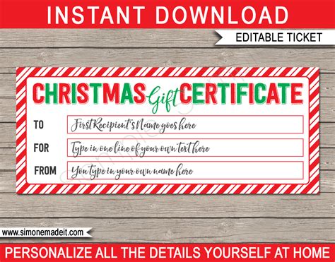 You can come back anytime to edit them or create new designs. Printable Christmas Gift Certificate | Christmas Gift Voucher