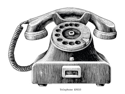 Premium Vector Vintage Telephone Hand Draw Isolated On White Background