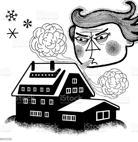 Old Man Winter Blowing On House Stock Illustration Download Image Now