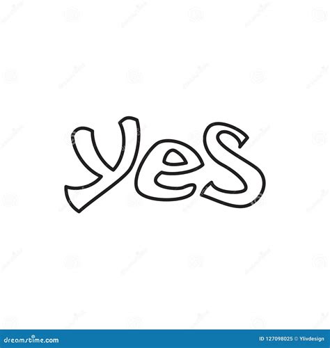 Word Yes Icon Outline Style Stock Illustration Illustration Of