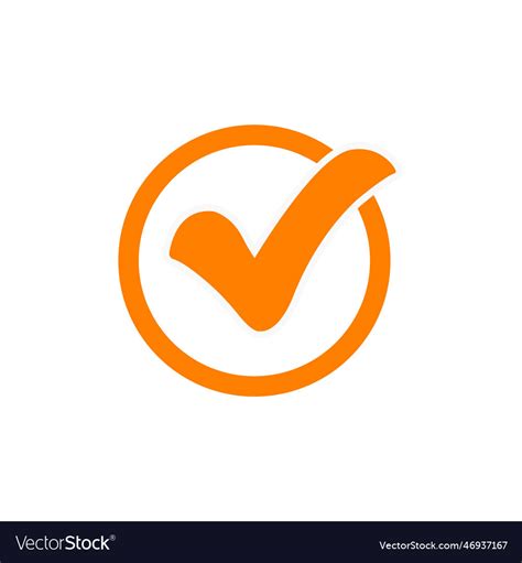 Orange Check Mark Icon Tick Symbol In Orange Color Ve