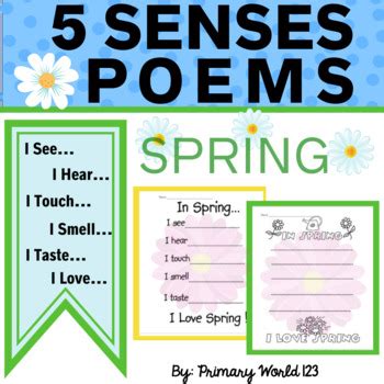 Spring 5 Senses Poem by Primary World | Teachers Pay Teachers
