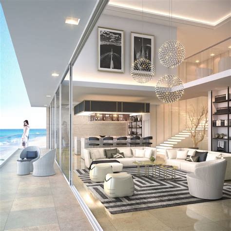Penthouse Design Modern Penthouse Double Volume Living Room Beach
