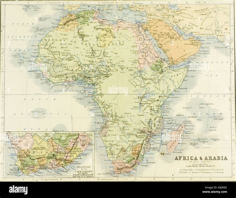 19th Century Map Of Africa And Arabia Engraved And Printed In 1869 By