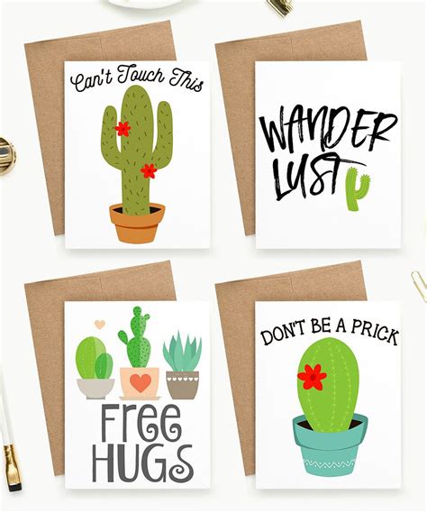 love this cactus puns hand made greeting card set of four by love you a latte on zulily