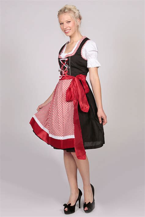 German Dirndl Dress Amara Black Red Lederhosen Store