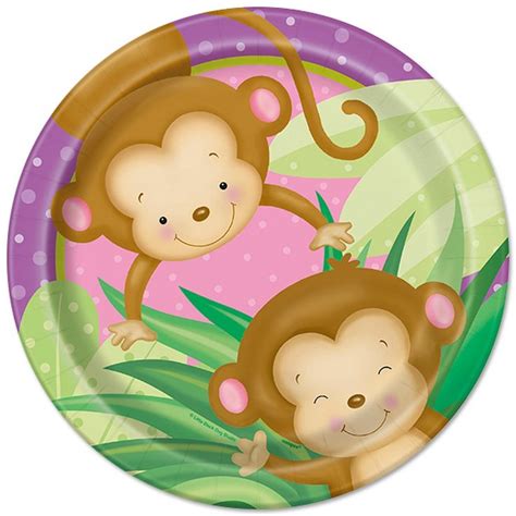 Girl Monkey Dinner Plates 9 Inch 8 Count In 2022 Monkey Girl Baby