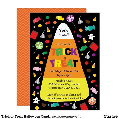 Trick Or Treat Halloween Candy Invitation Candy
