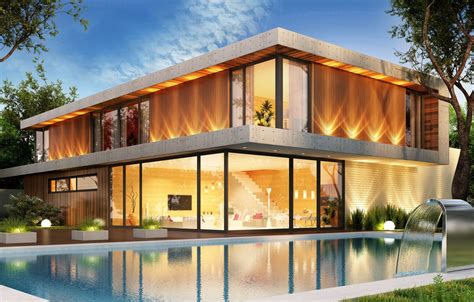 Wallpaper Design Luxury House Villa Houses Pool Modern Images For