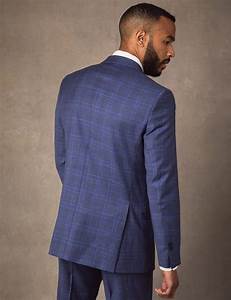 Men 39 S Blue Two Tone Plaid Slim Fit Suit Jacket Hawes Curtis