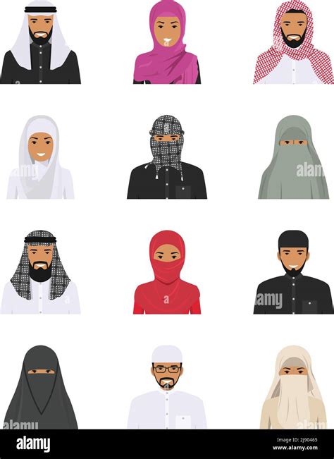 Detailed Illustration Of Different Arab People Avatars Icons Set In The