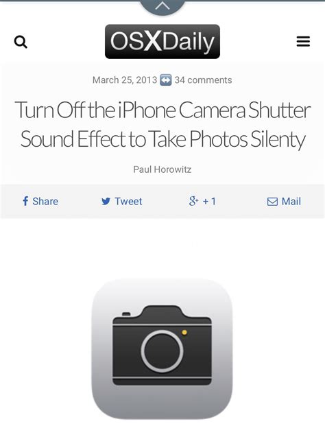 How do you turn off the camera sound on an iphone? http://osxdaily.com/2013/03/25/turn-off-iphone-camera ...