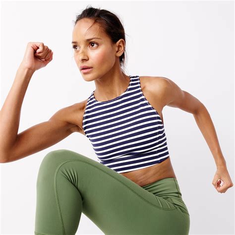 New Balance For Jcrew Performance Crop Top In Stripe Spring