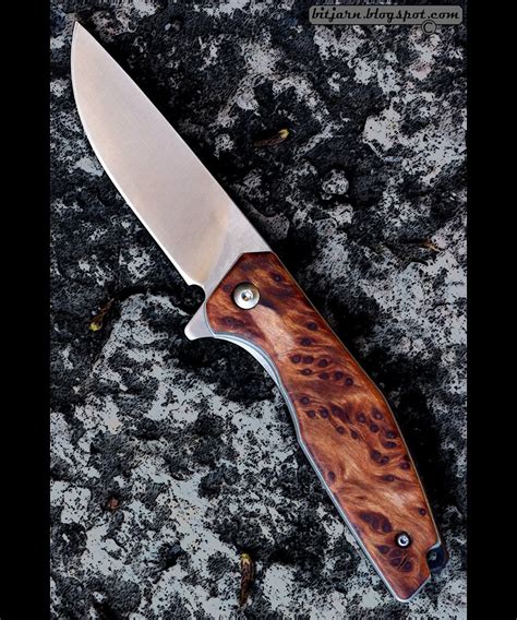 Custom Bushcraft Folding Knife With Bookmatched Scales In Redwodd Burl