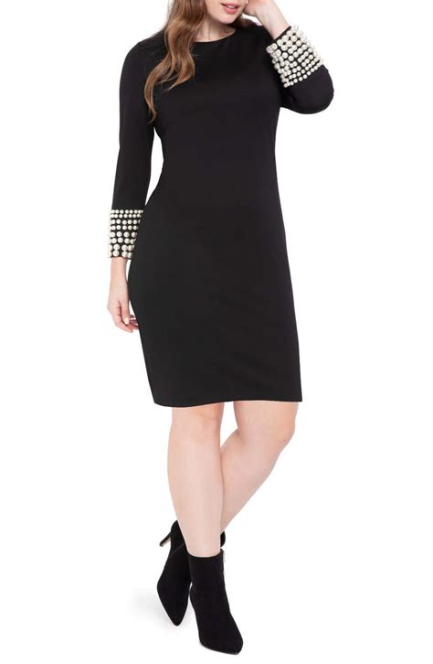 Eloquii Pearl Cuff Long Sleeve Dress Plus Size Nordstrom