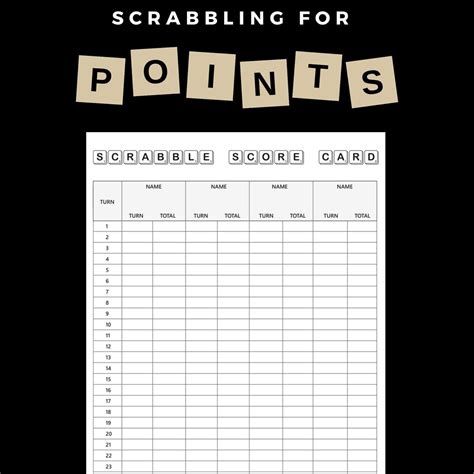Printable Scrabble Score Sheet For Unlimited Plays Instant Etsy
