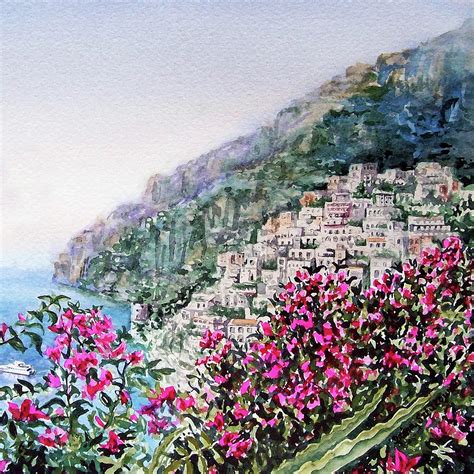 Hills Of Positano Amalfi Coast Italy Painting By Irina Sztukowski Pixels