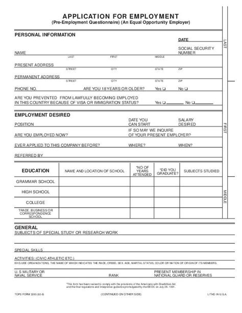 Blank Job Application Form Samples Download Free Forms Templates In Pdf Word Printable Job