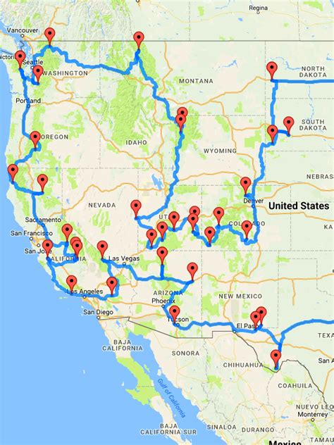 √ Western National Parks Road Trip Map
