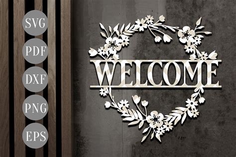 Download Welcome Wreath SVG, Papercut Template, House Cutting File ...
