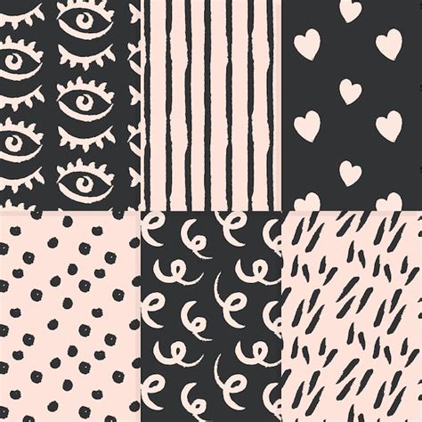 Hand Drawn Style Pattern Collection Free Vector