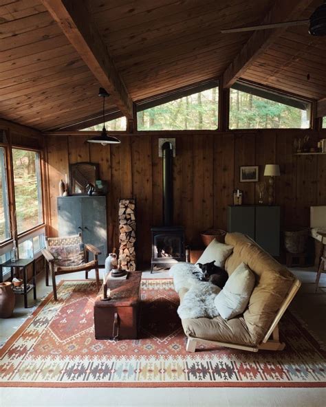 A Cosy Cabin In The Woods In 2020 Cabin Living Room Cabin Living