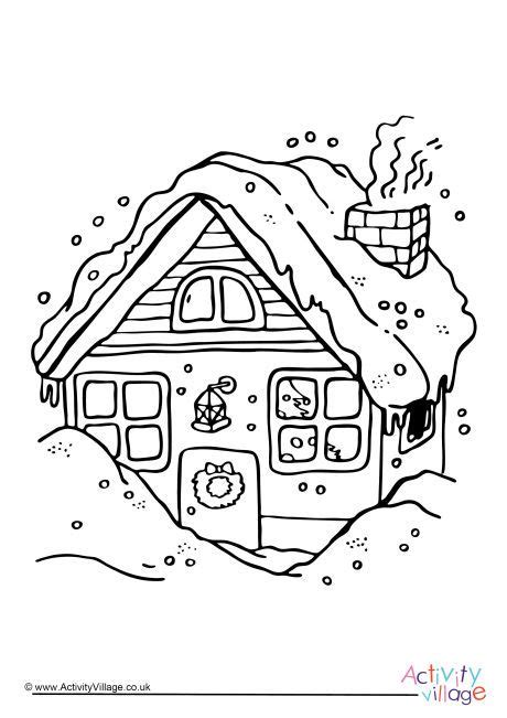 Christmas Cottage Colouring Page Coloring Pages Christmas Coloring