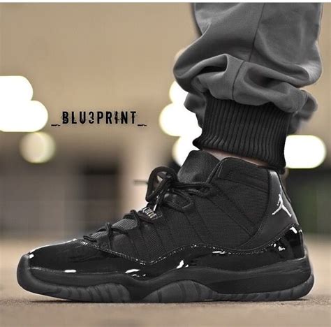 Air Jordan 11 Blackout Tags Sneakers Hi Tops All Black Shiny