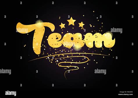 Team Word With Star And Golden Color Suitable For Card Icon Or