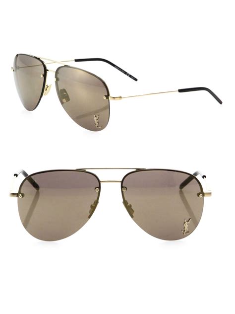 Saint Laurent Classic 11 Aviator Sunglasses In Goldbronze Metallic For Men Save 23 Lyst