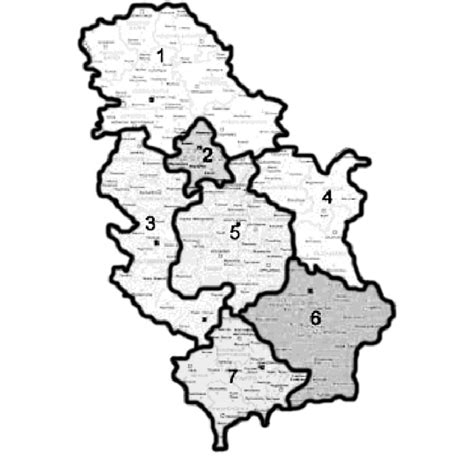 Regional Map Of Serbia 1 Vojvodina 2 Belgrade 3 Western